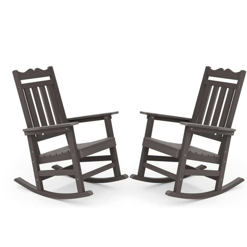Chaise Adirondack berçante en plastique Anick, Café