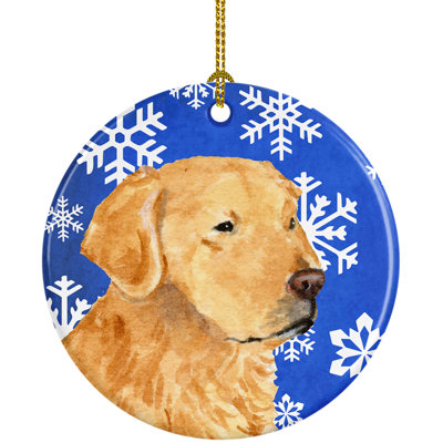 Ornement figurine suspendu en céramique de noël hiver barzoï