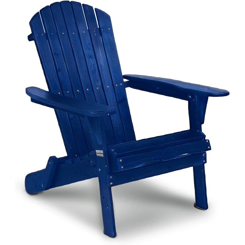 Chaise Adirondack pliante en bois massif Noyes, Bleu