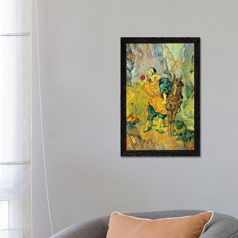 The Good Samaritan by Vincent Van Gogh - Painting on Canvas, Black Framed, 66.04 cm H x 45.72 cm W