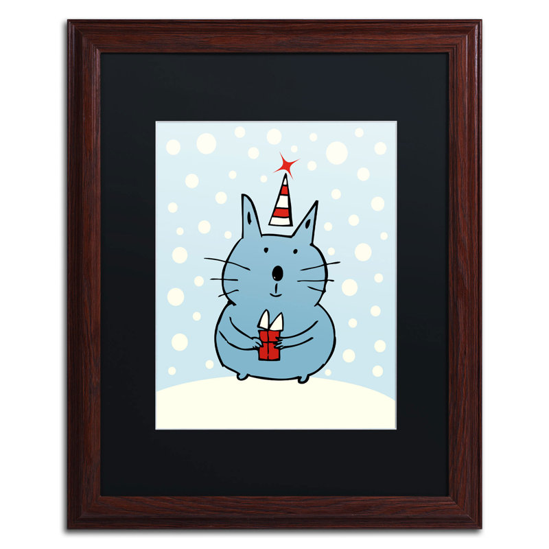 Art encadré «Christmas Snow Cat» par Carla Martell, Hollander, H 20 po x l 16 po