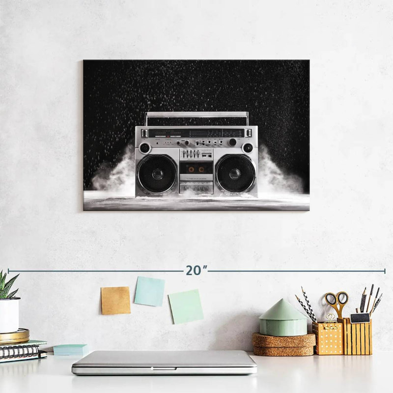 Boombox argenté Abarca 1980, H 8 po x l 12 po