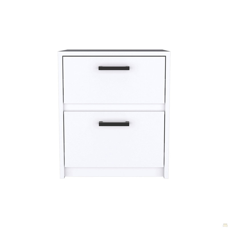 Table de chevet à carreaux, deux tiroirs, Blanc