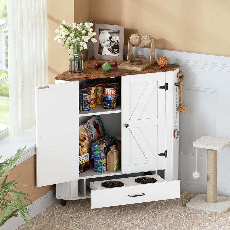 Armoire de rangement pour chien avec 2 bols cachés pour chien