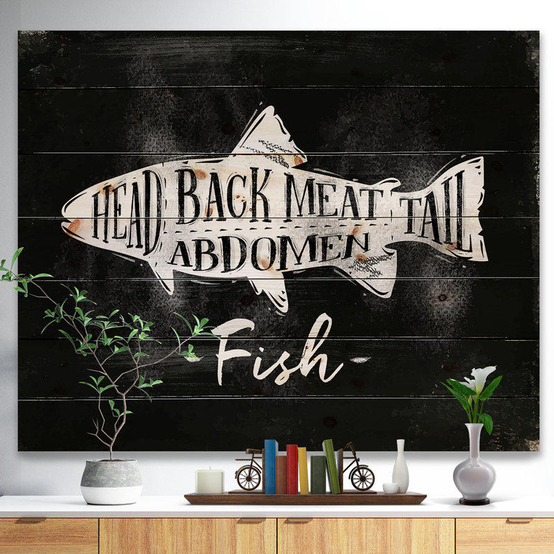 " Animals Fish Cutting Scheme Chalk ", 30" H x 40" W x 1.5" D, Wood