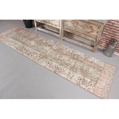 Tapis de couloir turc beige en laine de luxe pour le couloir de la collection Antique Patchwork