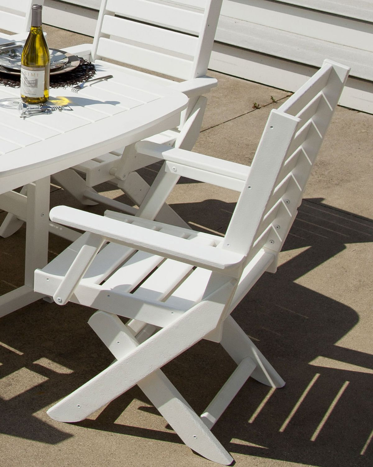 POLYWOOD® Captain Foldable Patio Armchair, White