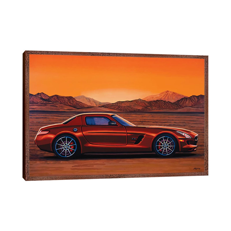 Mercedes Benz Sls Amg Gt Final Edition by Paul Meijering - Painting on Canvas, Classic Brown Wood Framed