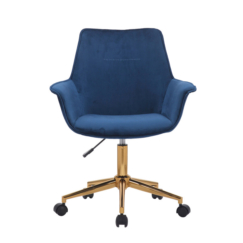 Chaise de travail en velours Garrow, bleu