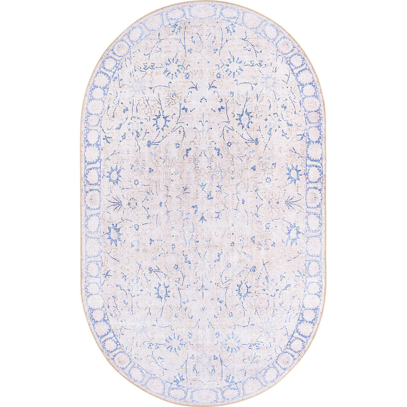 Tapis traditionnel bleu clair Mcclamma, Ovale 5 pi x 8 pi
