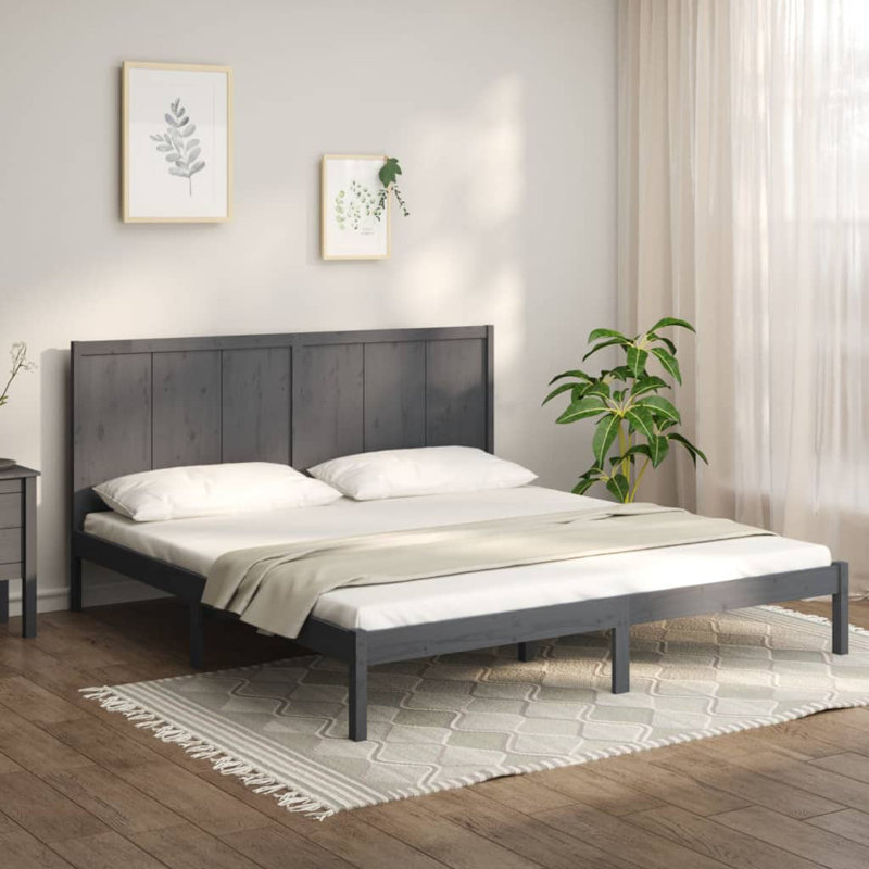 Bed Frame Solid Wood, Black, 200 x 200cm