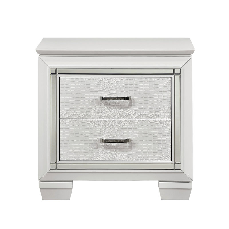 Table de chevet 2 tiroirs Oscar, Blanc