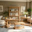 Table de salle à manger et de cuisine rustique ronde, 42 x 32 po, en bois naturel avec base balustre sculptée, style maison de campagne