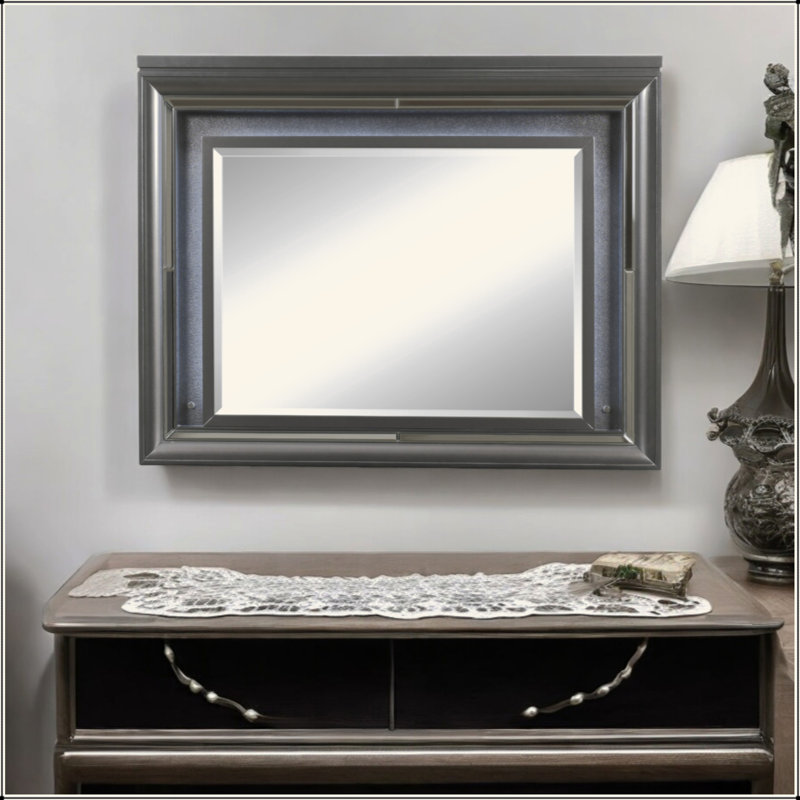 Metallic Gray Finish Mirror W/Led
