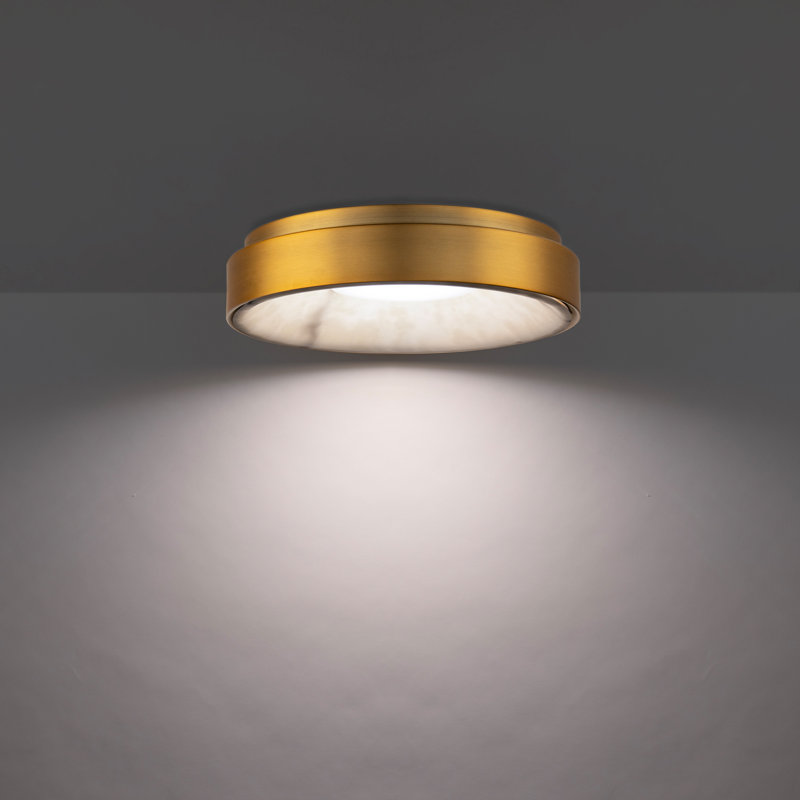 Crackle LED Flush Mount, Aged Brass