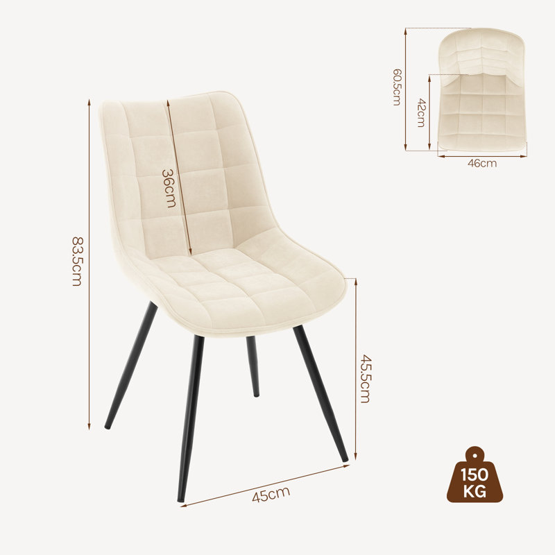 45.5cm H Velvet Upholstered Side Chair, Beige