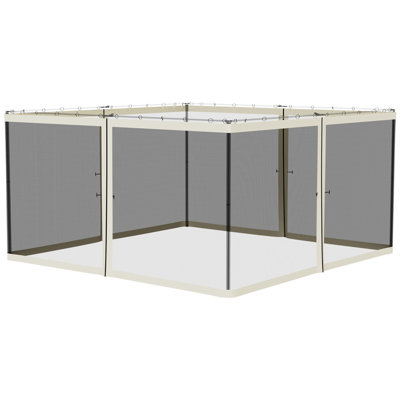 13' X 13' Replacement Mesh Sidewall Netting For Patio Gazebos And Canopy Tents With Zippers (Sidewall Only)