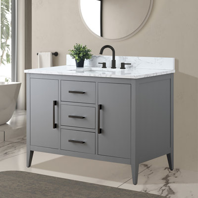 48'' Single Bathroom Vanity with Engineered Marble Top