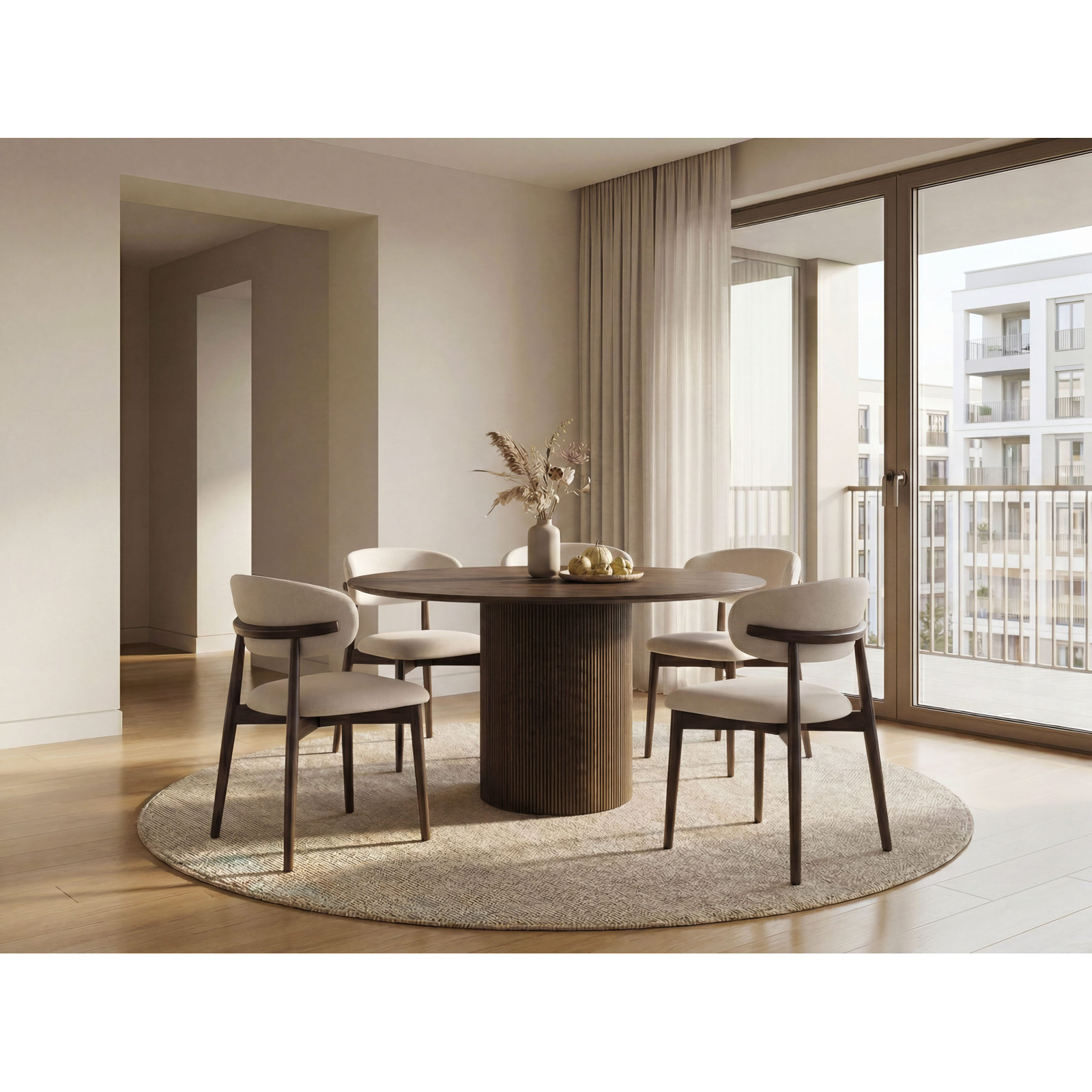 Dining Table, 30" H x 53.15" L x 53.15" W, Brown