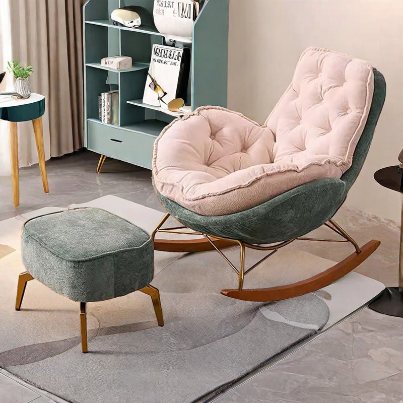 Chaise berçante de luxe Penguin, Vert / blanc cassé
