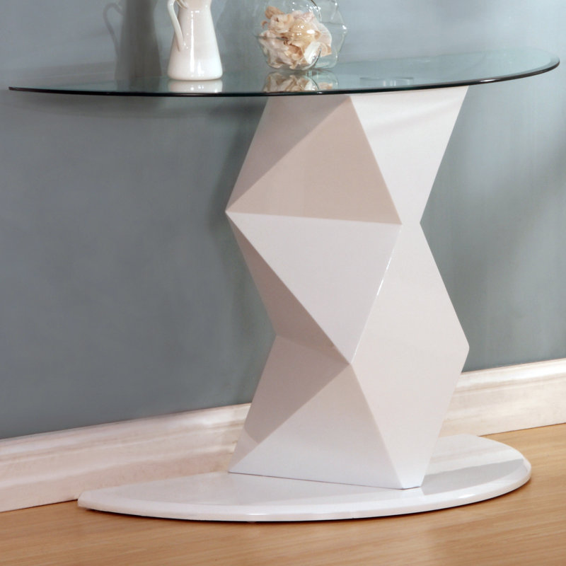 Harrison 122cm Glass Top Console Table, White