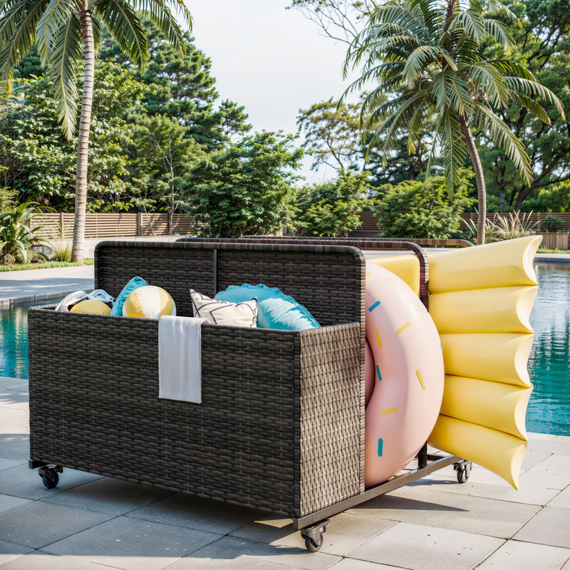 Rangement flottant pour piscine avec roulettes, Tanné