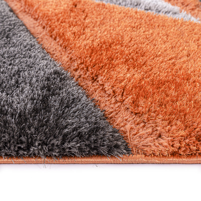 Todi Rug Carpet Runner Mat Geometric Machine Tufted Shag Indoor / Outdoor Area Rug, Rectangle 5'3" x 7'6"