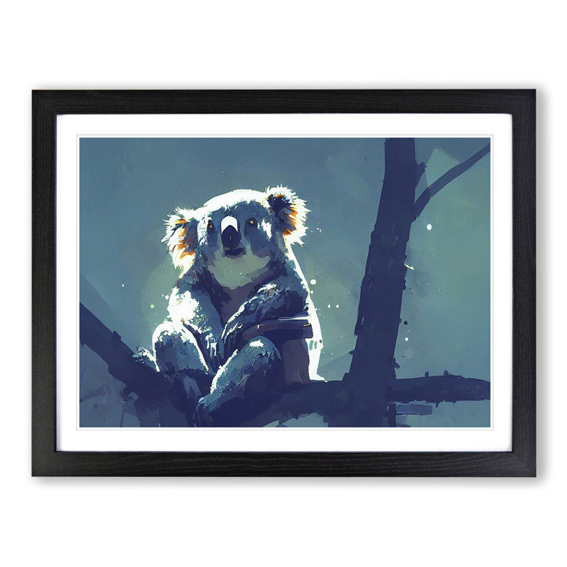 Koala Bear - Single Picture Frame Print, Black, 46cm H x 64cm W x 2cm D