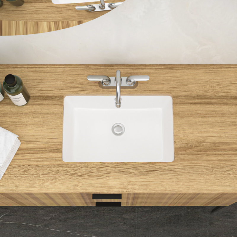 18 "x12"Ceramic Rectangular Undercounter Mount Bathroom Sink with Overflow Hole