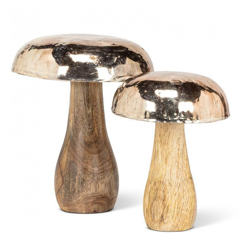 Figurine grand champignon avec capuchon argenté, H 6 po x l 4,75 po x P 4,75 po
