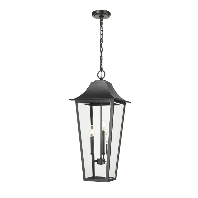 Plafonnier d'extérieur 3 lumières noir Ouen, H 87,5 po x l 12 po x P 12 po