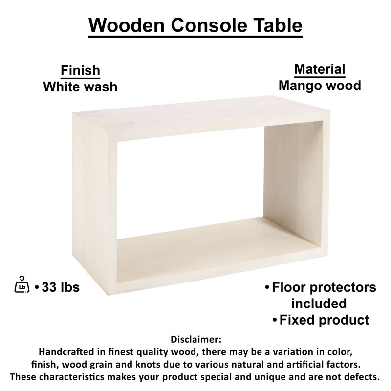 Console en bois massif Alberry, Blanc délavé