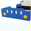 Lit plateforme simple en forme de voiture avec roues, bleu