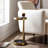 Jackins Stylish Marble Accent Side Table With A Sleek Frame - Minimalist Narrow End Table Convenient For Living Room Or As Cocktail Tables - 23.25", Black & Gold