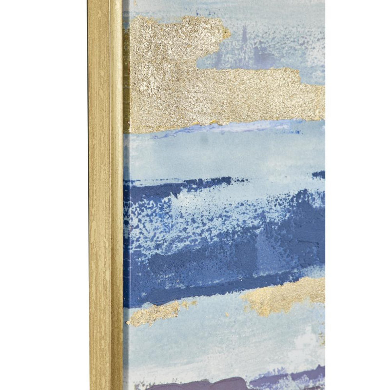 Bleu et doré, peinture encadrée abstraite
