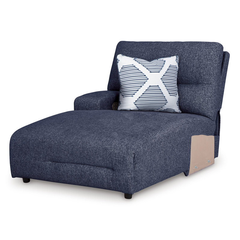 Canapé modulaire inclinable électrique 3 pièces Depaul, Polyester bleu, Orienté à gauche (vu de face)