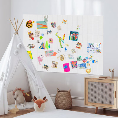 Textured Felt Wall Panels With Stripes, Bulletin Boards, 12-Piece Set, With Pushpins