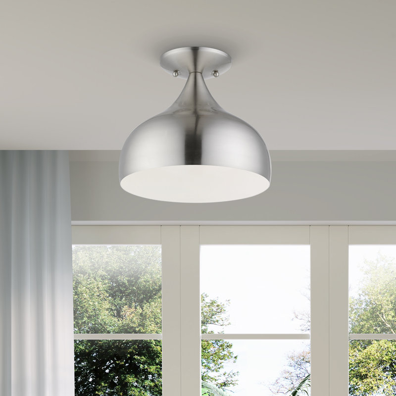 Plafonnier semi-encastré 1 lumière 10 po Chassitty, Nickel brossé
