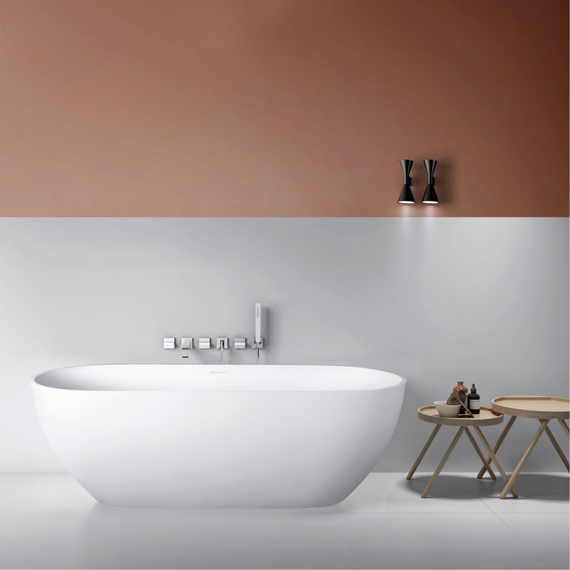 68.9 Inch Freestanding Solid Surface Soaking Bathtub For Bathroom