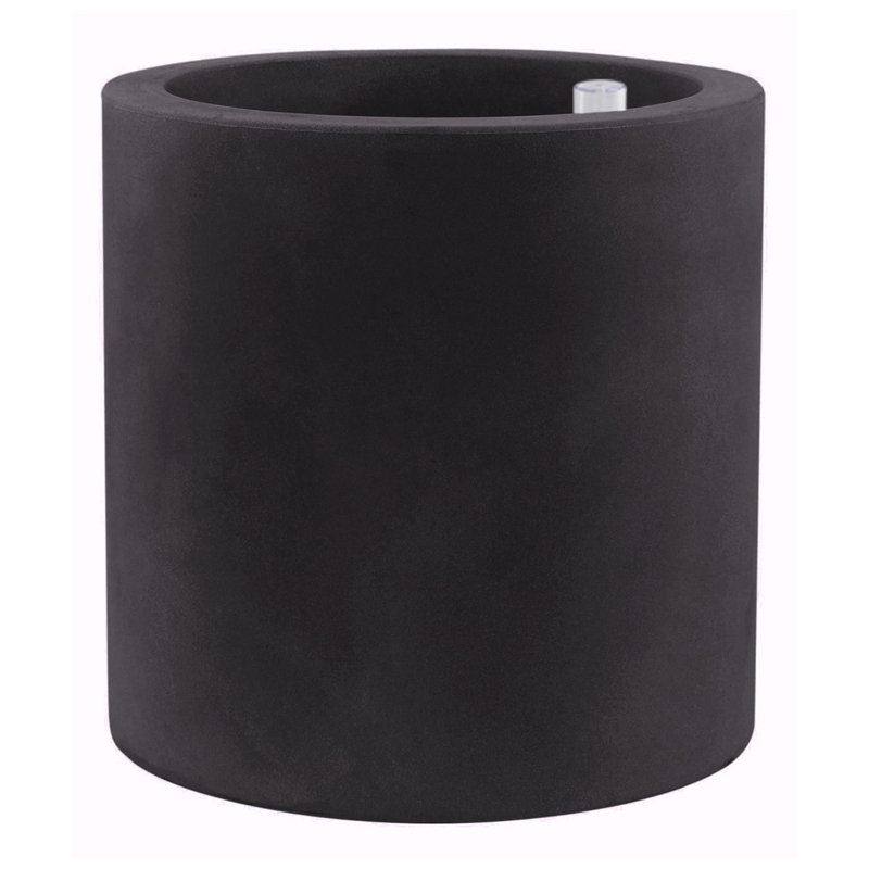 Cilindro Resin Pot Planter, Black, 23.5" H x 23.5" W x 23.5" D