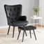 Fauteuil à oreilles et repose-pieds capitonnés-1653288145