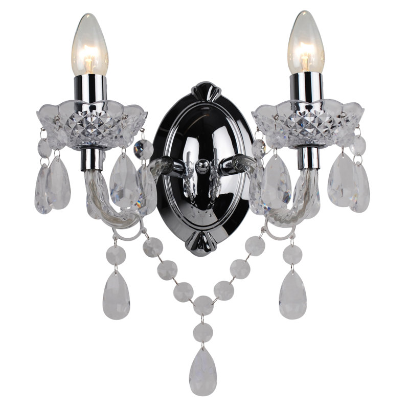 Xan Plastic Candle Wall Light, Clear/Chrome