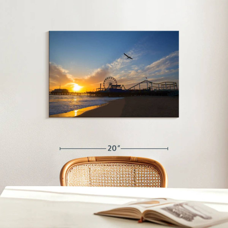 Scène de plage Gillard Santa Monica, H 16 po x l 24 po