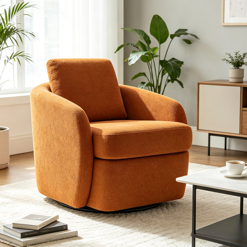 Fauteuil pivotant rembourré 28,7 po, Orange