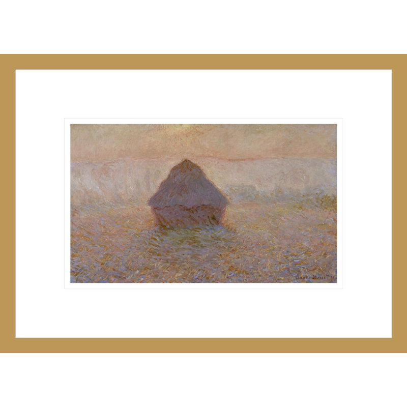«Grainstack Sun in the Mist» par Claude Monet, impression giclée sur cadre, H 12,3 po x l 16,75 po