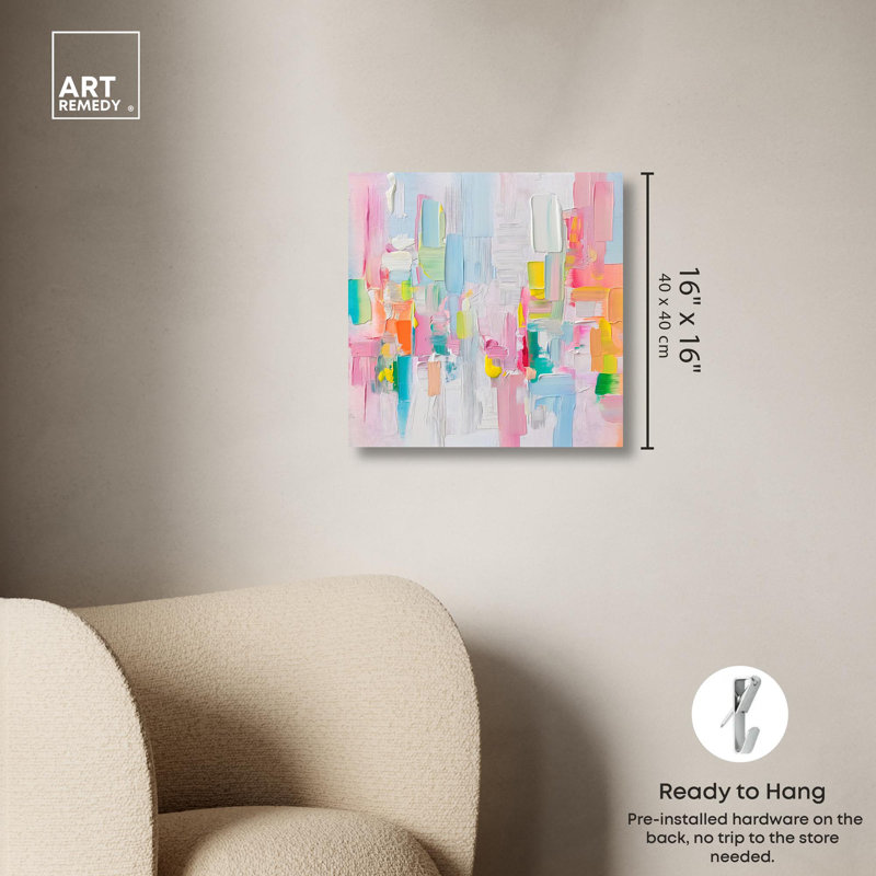 «Color Symphony II», toile, printemps par Art Remedy, H 16 po x l 16 po, Toile tendue sur cadre, Ne s’applique pas