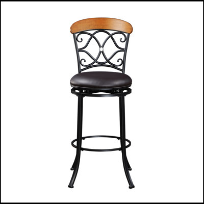 Chaise pivotante à hauteur de pub 1pc avec revêtement en similicuir et structure en métal noir robuste pour les repas modernes
