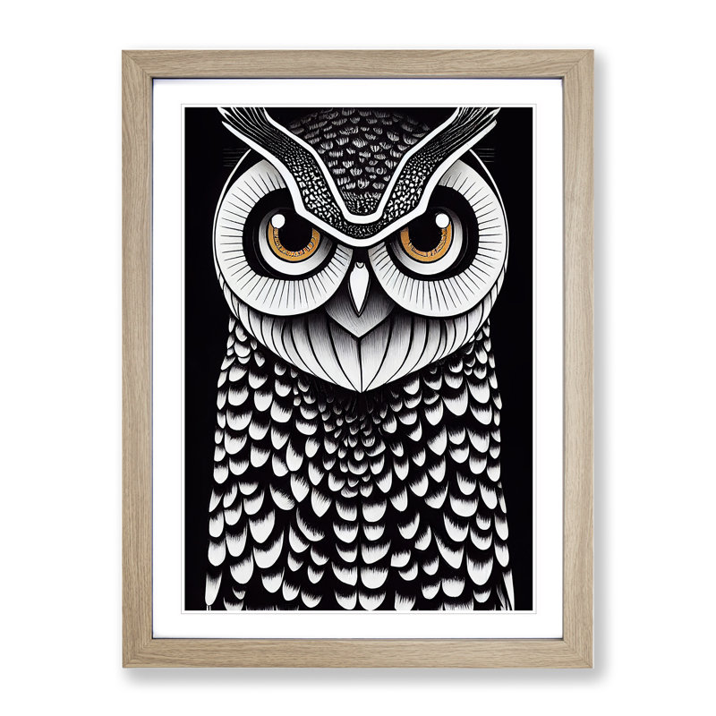A Fearless Owl - Wall Art, 66cm H x 48cm W, Oak Picture Frame, White