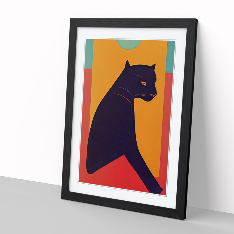 Panther Mid Century 1 Piece Single Picture Frame Painting, 34cm H x 25cm W x 2cm D, Oak
