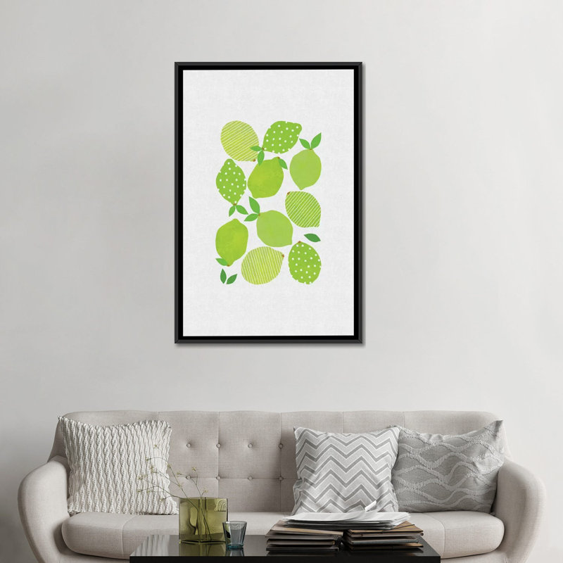 «Lime Crowd», impression sur toile, H 26 po x l 18 po x P 1,5 po, Toile avec cadre noir, Pas de tapis